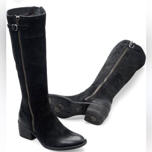 Born Women's Poly Black Tall Leather Distressed Boots 10